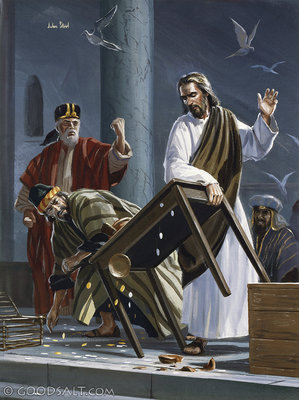 Jesus table-flipping Christ